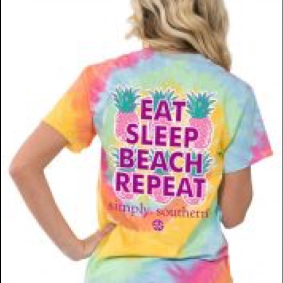 NWT! Simply Southern Large Tie Dye Eat Sleep Beach - Picture 2 of 8